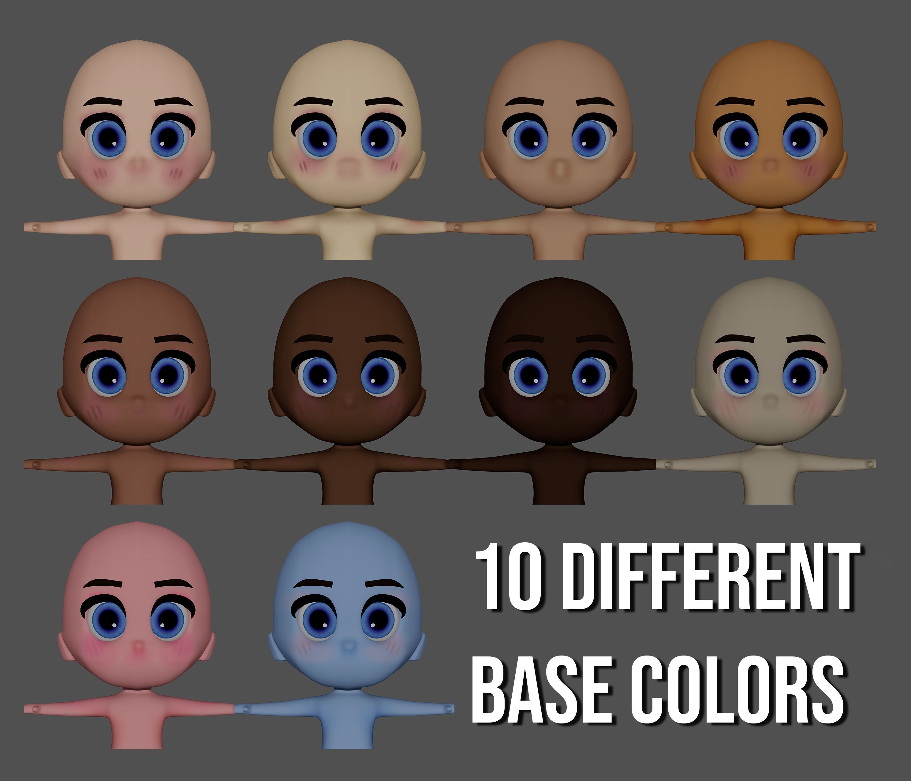 Chibi Base Model Bundle - Game Ready Low-poly 3D model_2