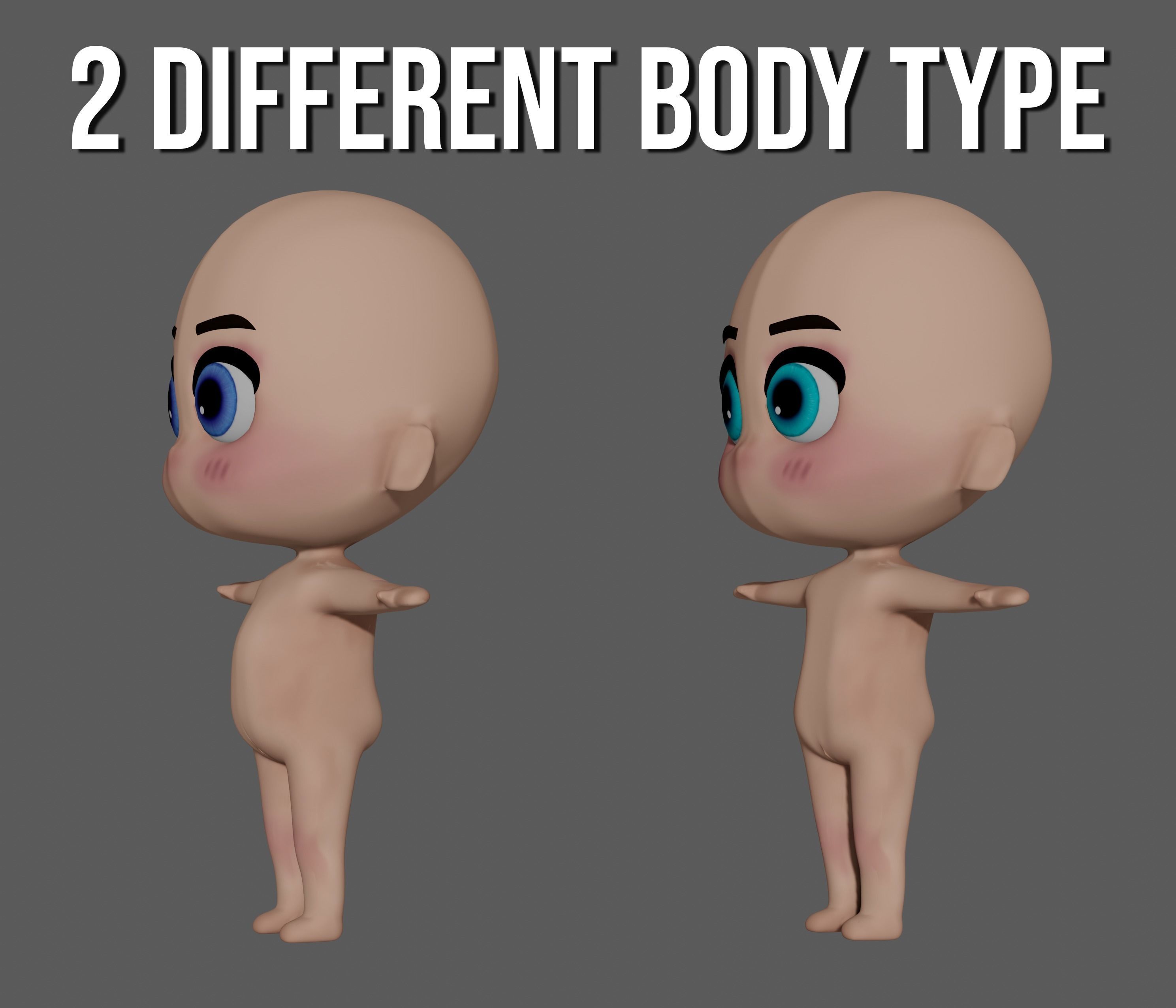 Chibi Base Model Bundle - Game Ready Low-poly 3D model_1