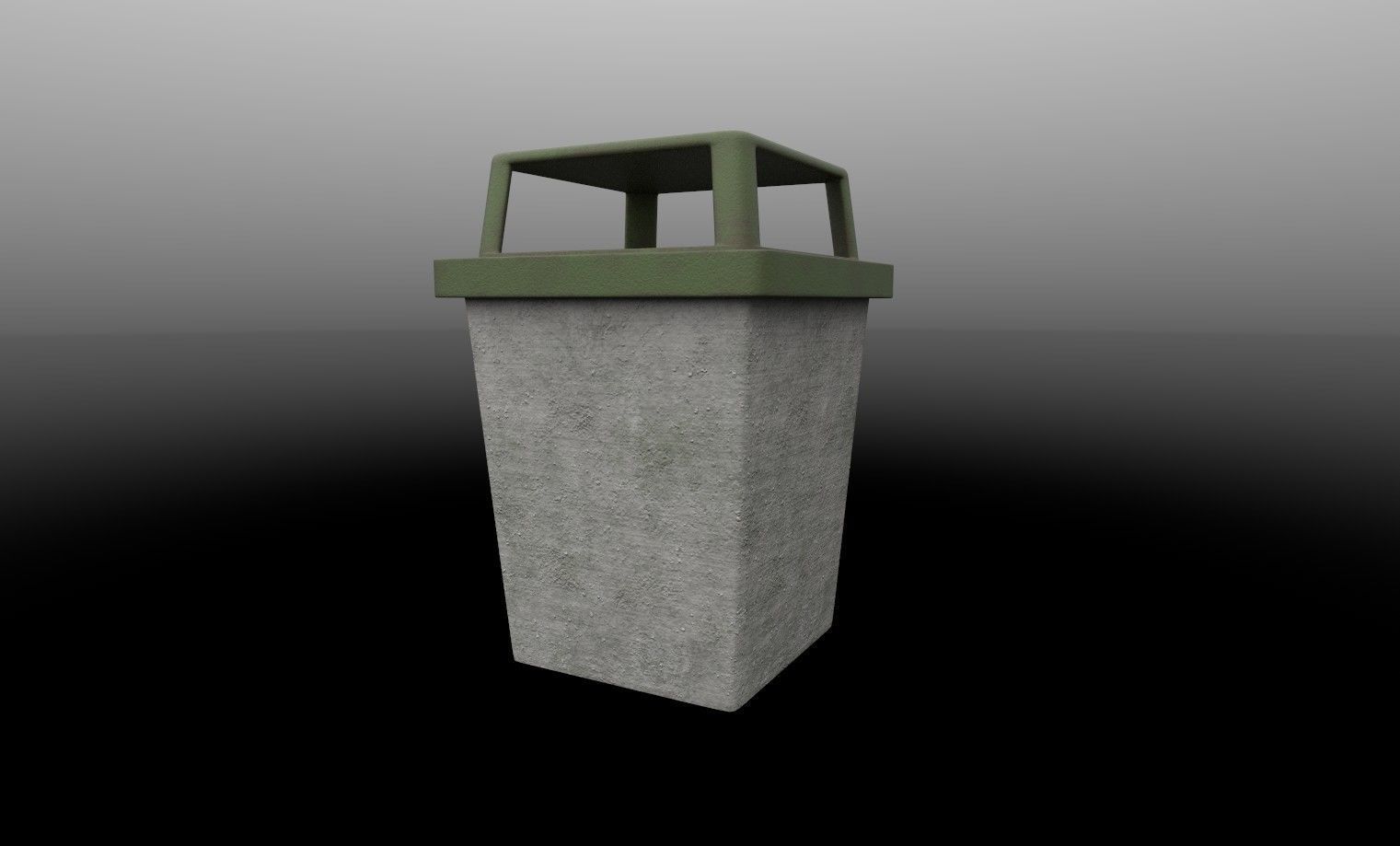 Cement Dustbin Low-poly 3D model_1