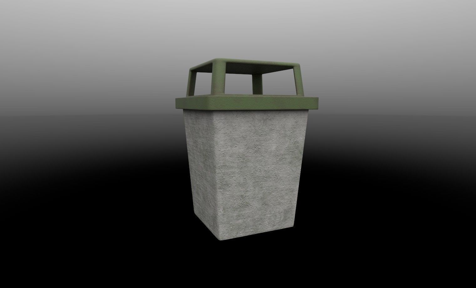 Cement Dustbin Low-poly 3D model_3