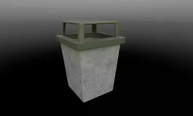 Cement Dustbin Low-poly 3D model