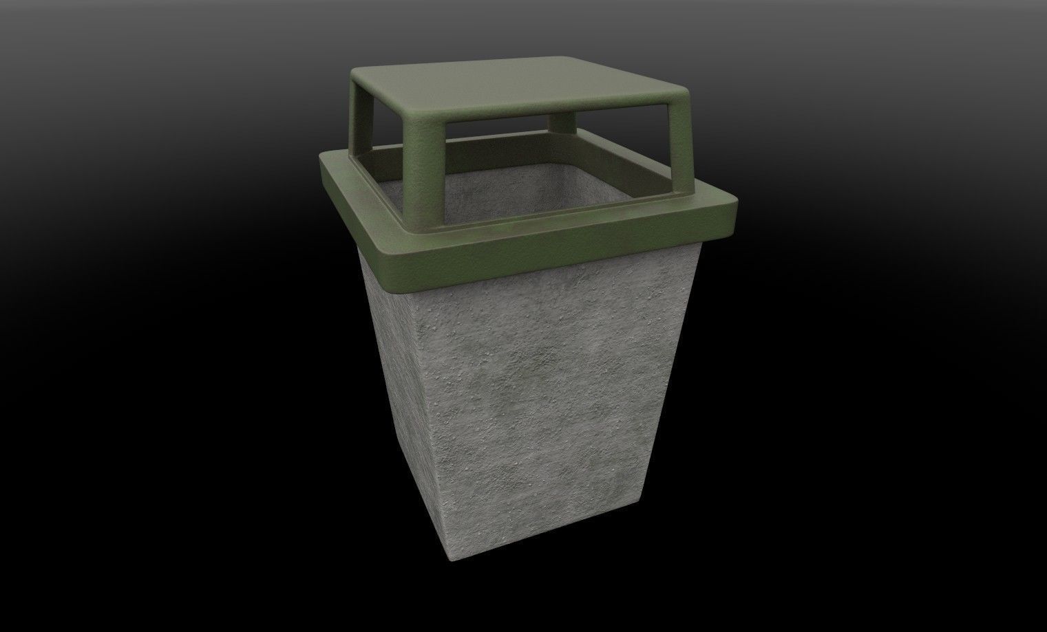 Cement Dustbin Low-poly 3D model_4