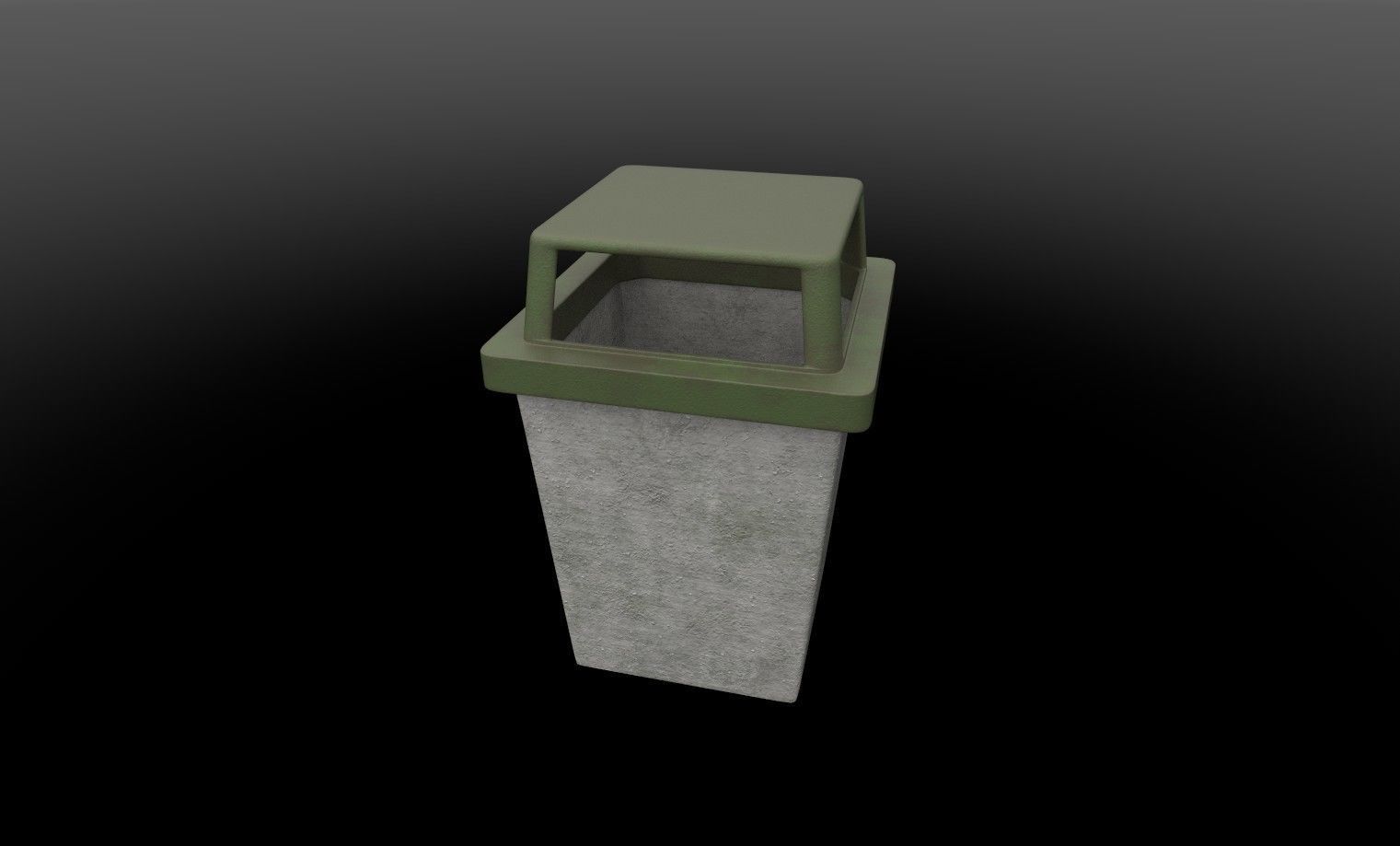 Cement Dustbin Low-poly 3D model_2