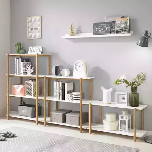 Wooden wide storage shelf 2 steps