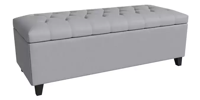 Gray Fabric Tufted Storage Ottoman