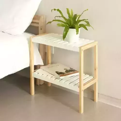 Solid wood two-tier book shelf 500 white