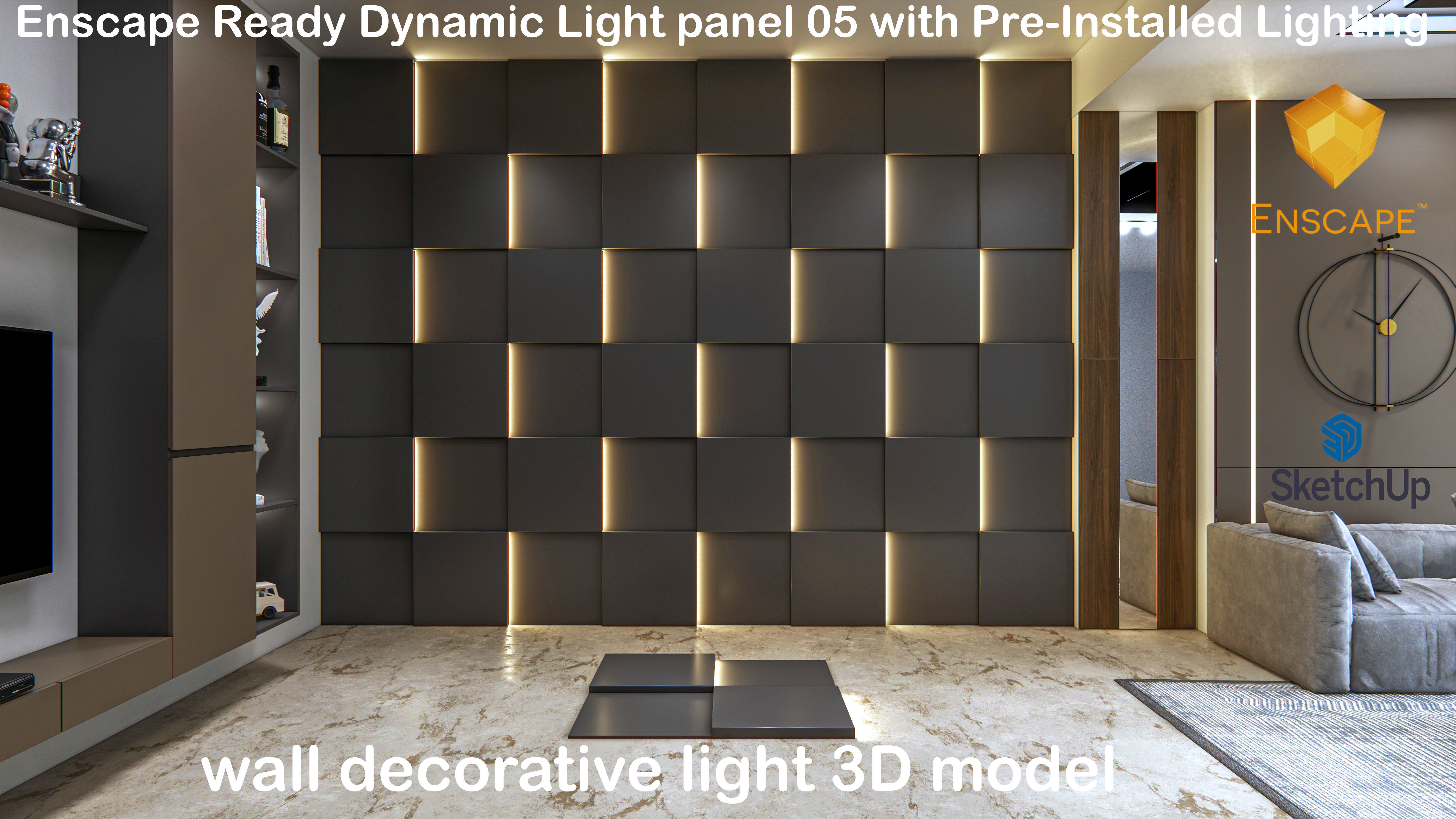 Wall decorative light 3d panel Free 3D model_6