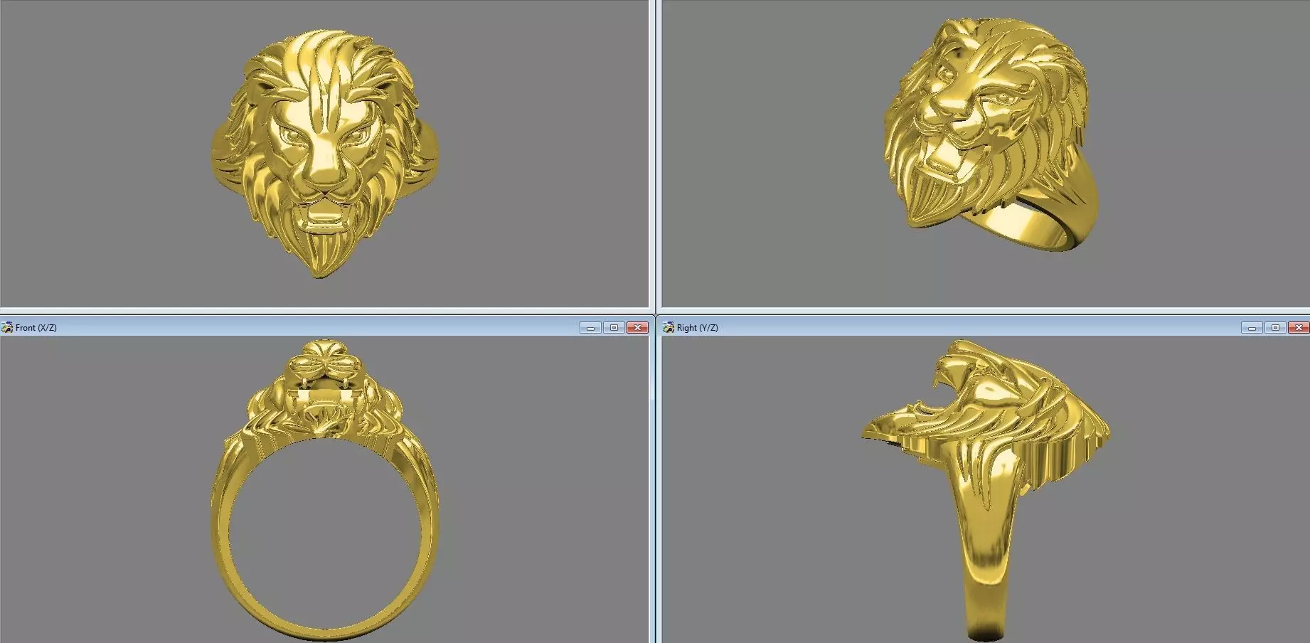 lion ring 3D print model_0