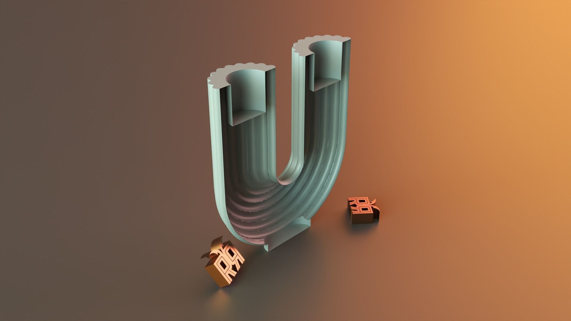  U-Shape Ribbed Curl Vase 3D print model_6