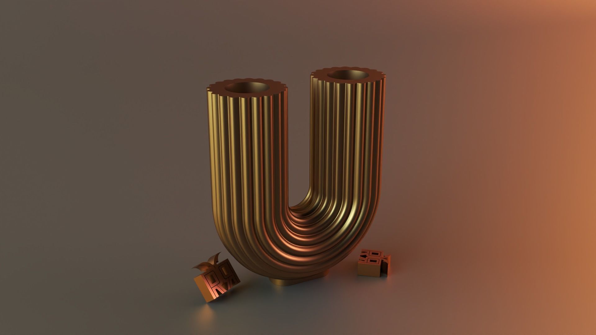  U-Shape Ribbed Curl Vase 3D print model_2
