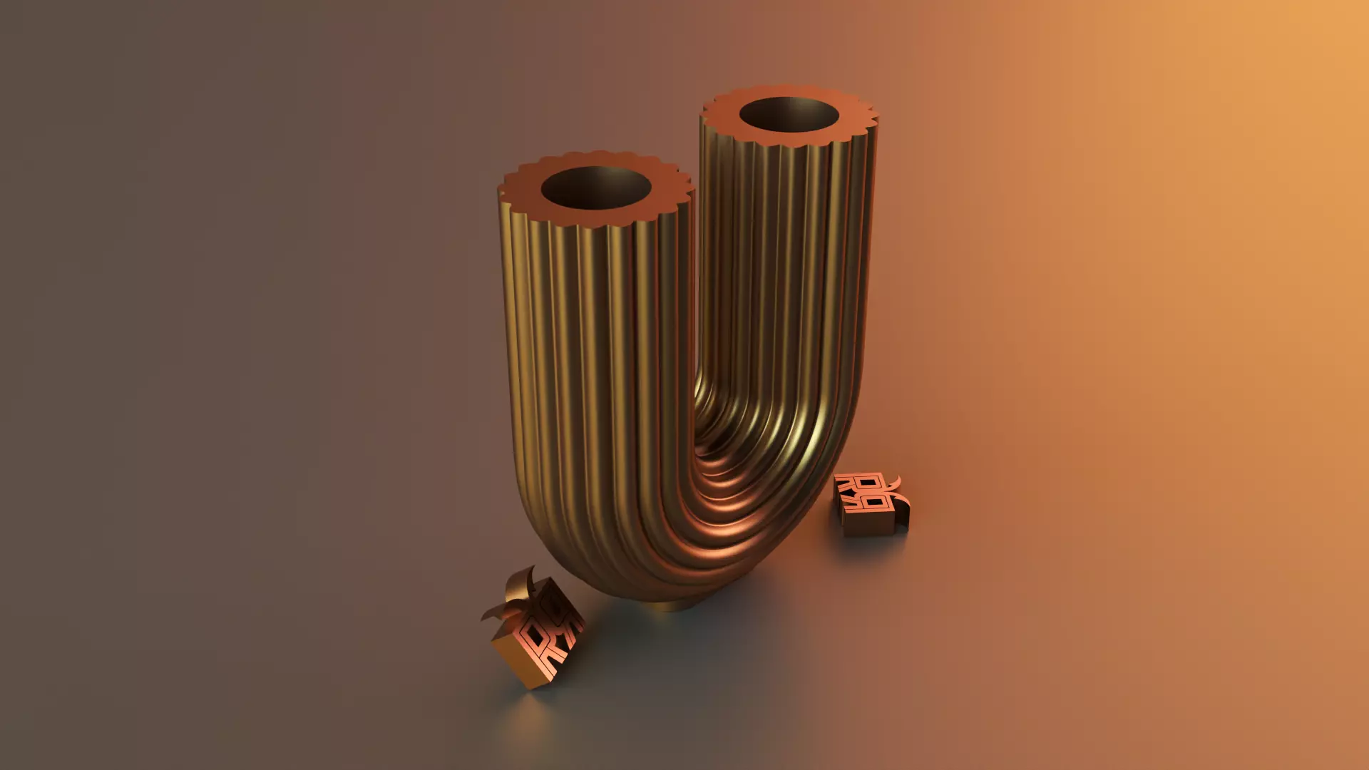  U-Shape Ribbed Curl Vase 3D print model_0