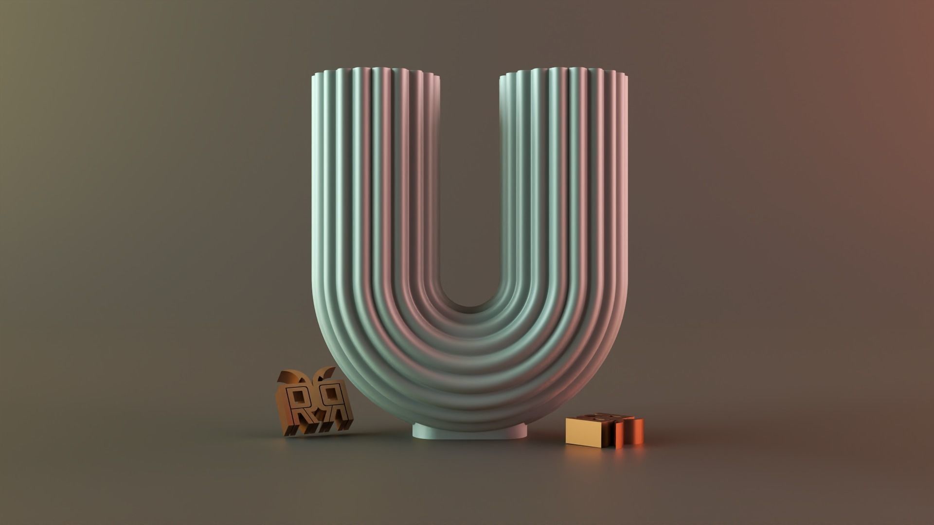  U-Shape Ribbed Curl Vase 3D print model_1