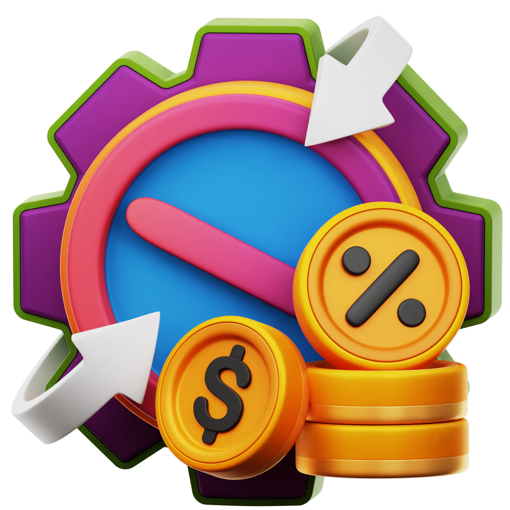 Recession Icon Pack 3D Model Low-poly 3D model_12