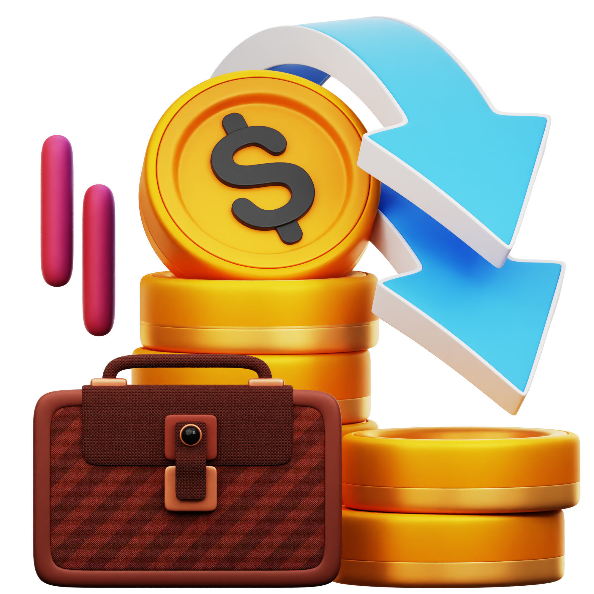 Recession Icon Pack 3D Model Low-poly 3D model_7