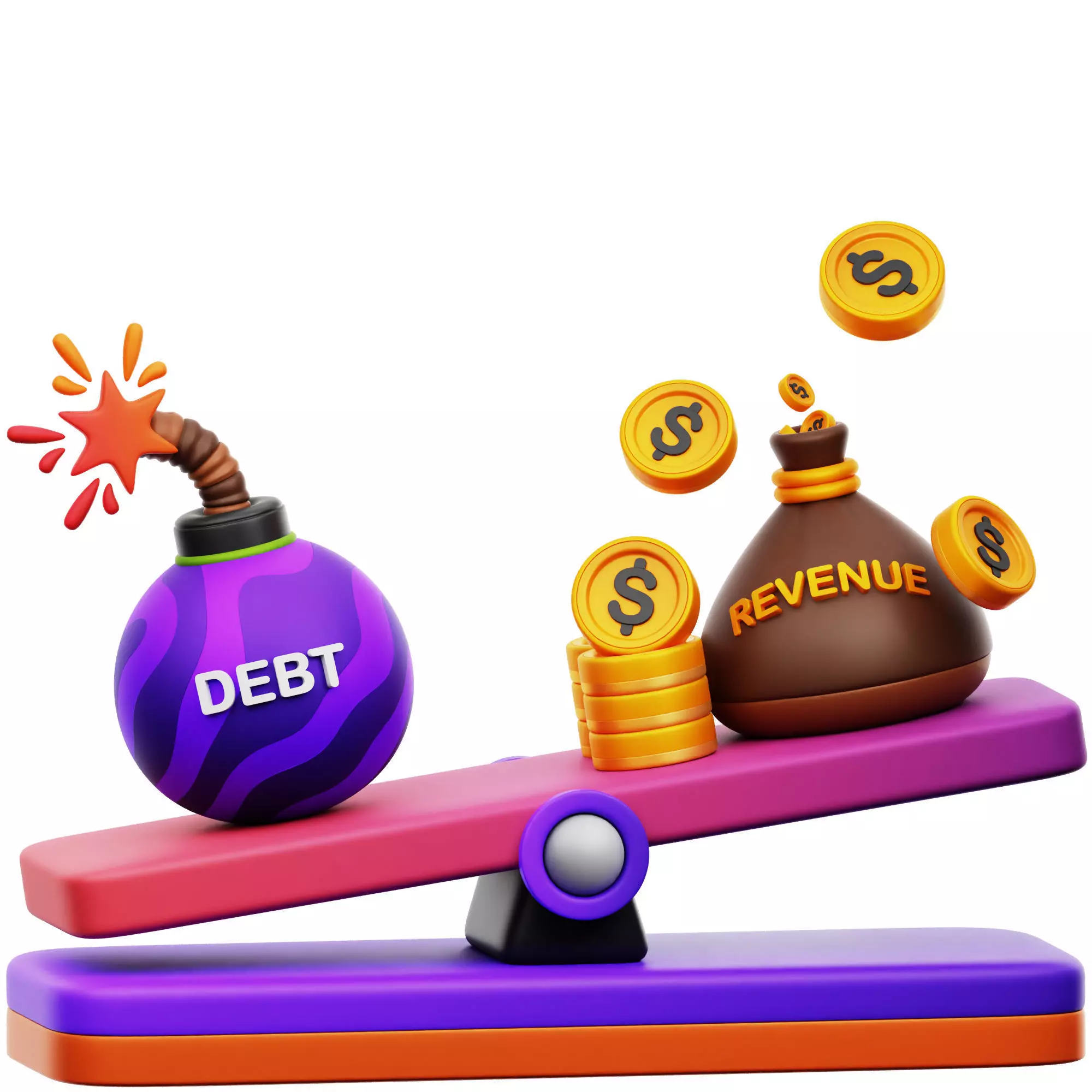 Debt Revenue Balance 3D Icon Low-poly 3D model_0