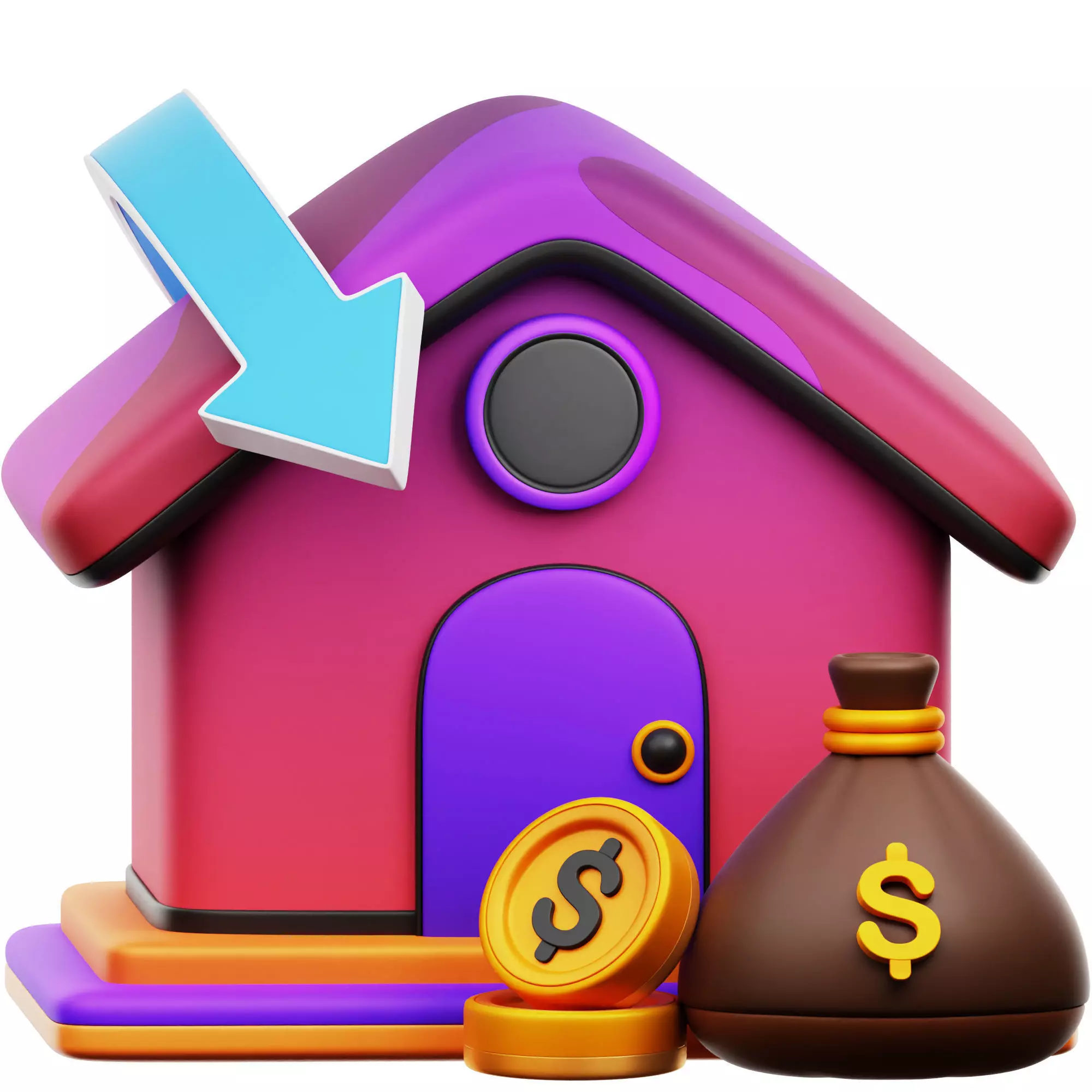 Depreciation 3D Icon Low-poly 3D model_0