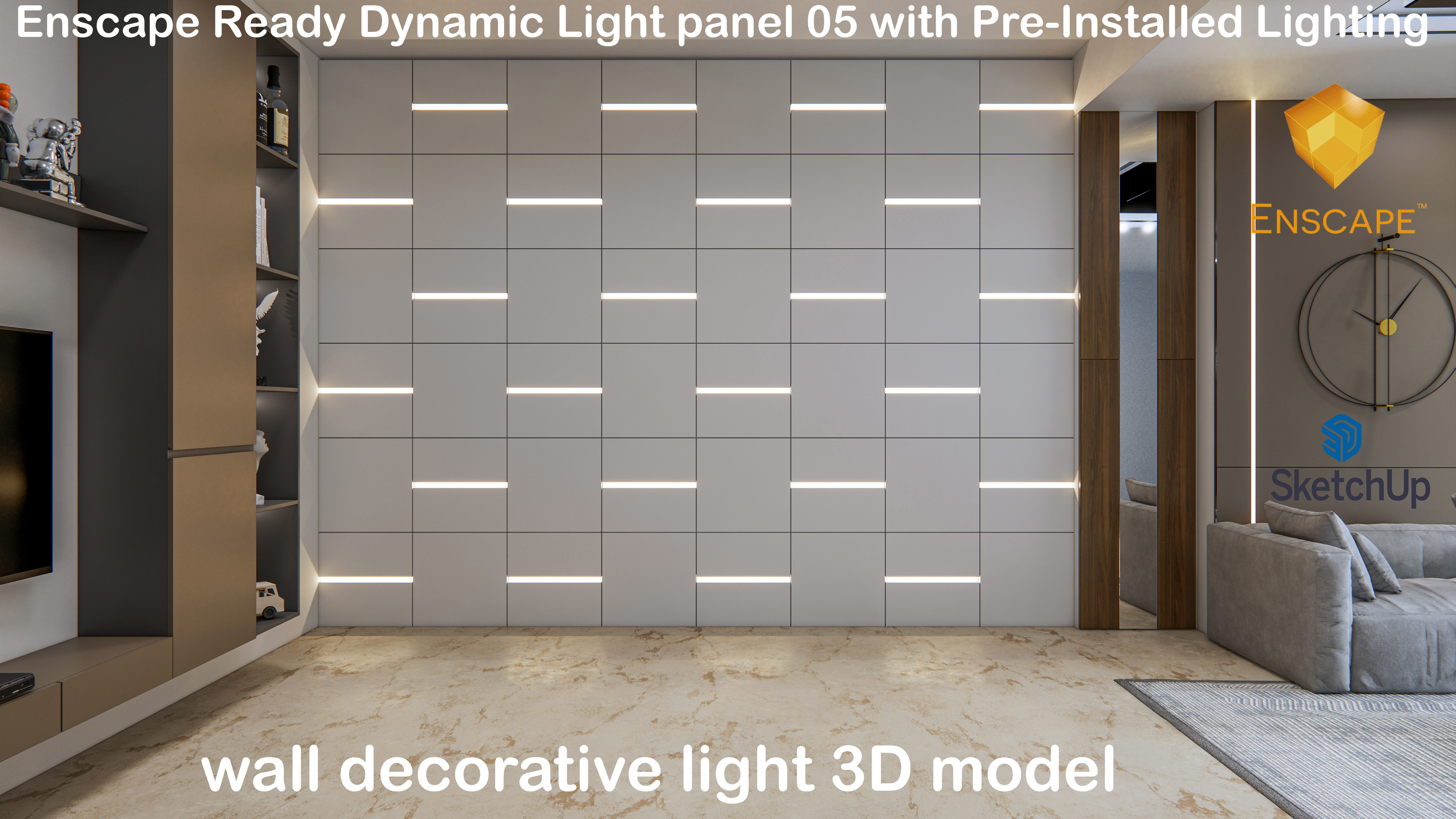 Wall decorative light 3d panel Free 3D model_6