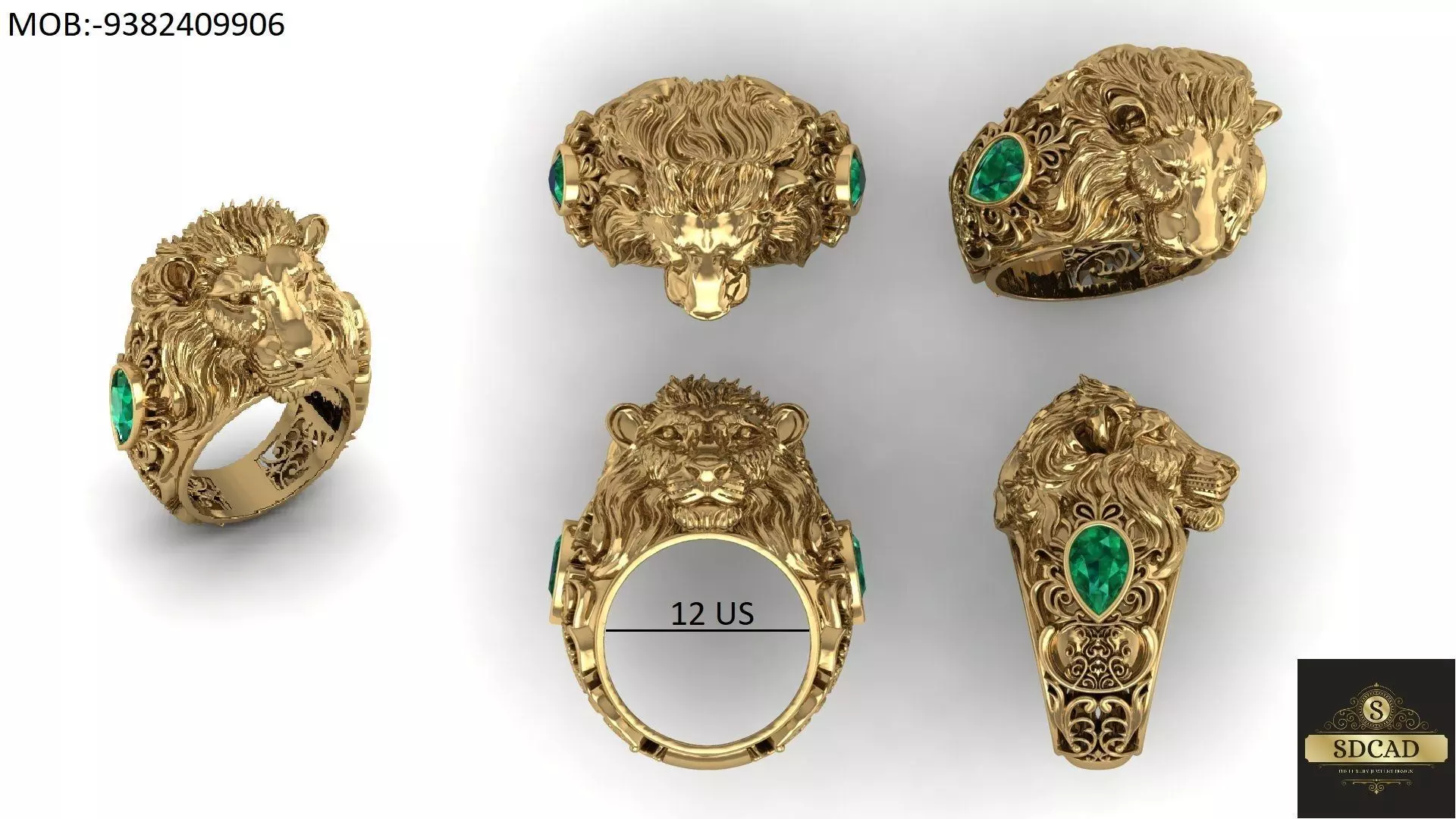 Lion ring for men  3D model_0