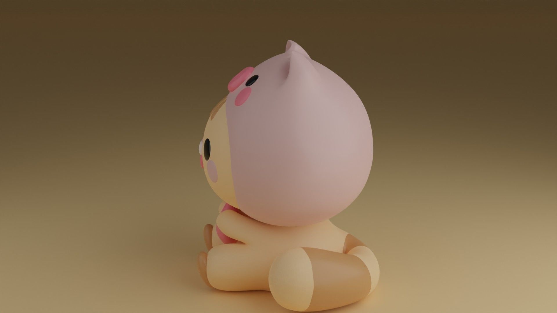 kitty and pig hat 3D print model_13