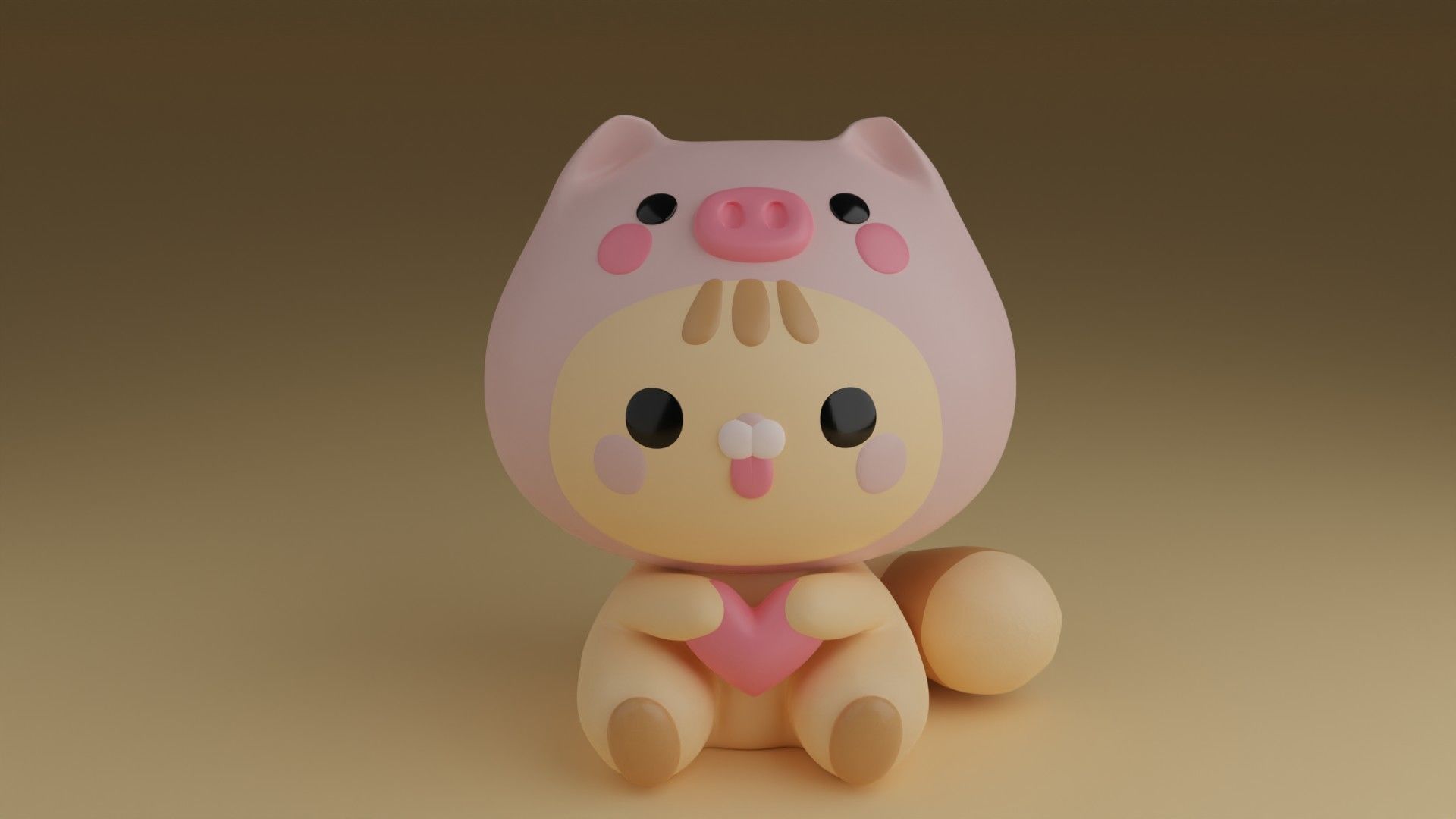 kitty and pig hat 3D print model_7
