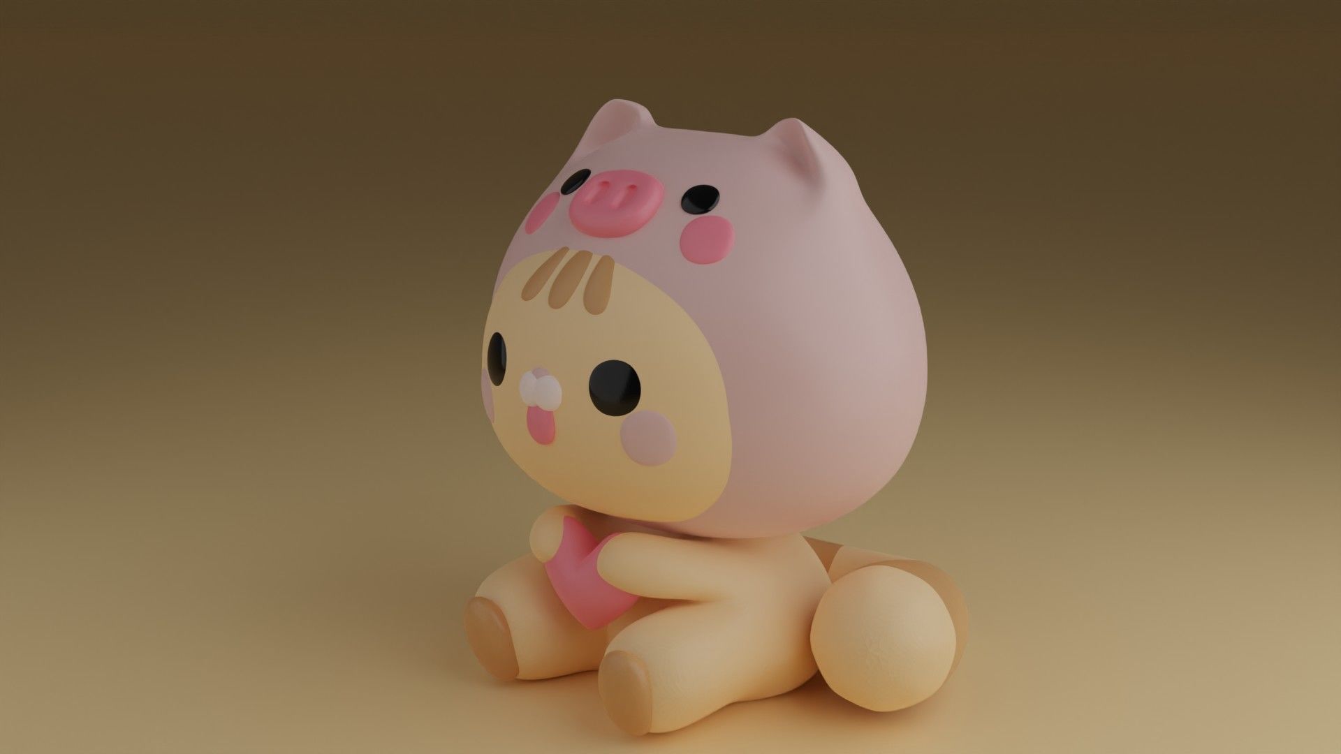 kitty and pig hat 3D print model_14