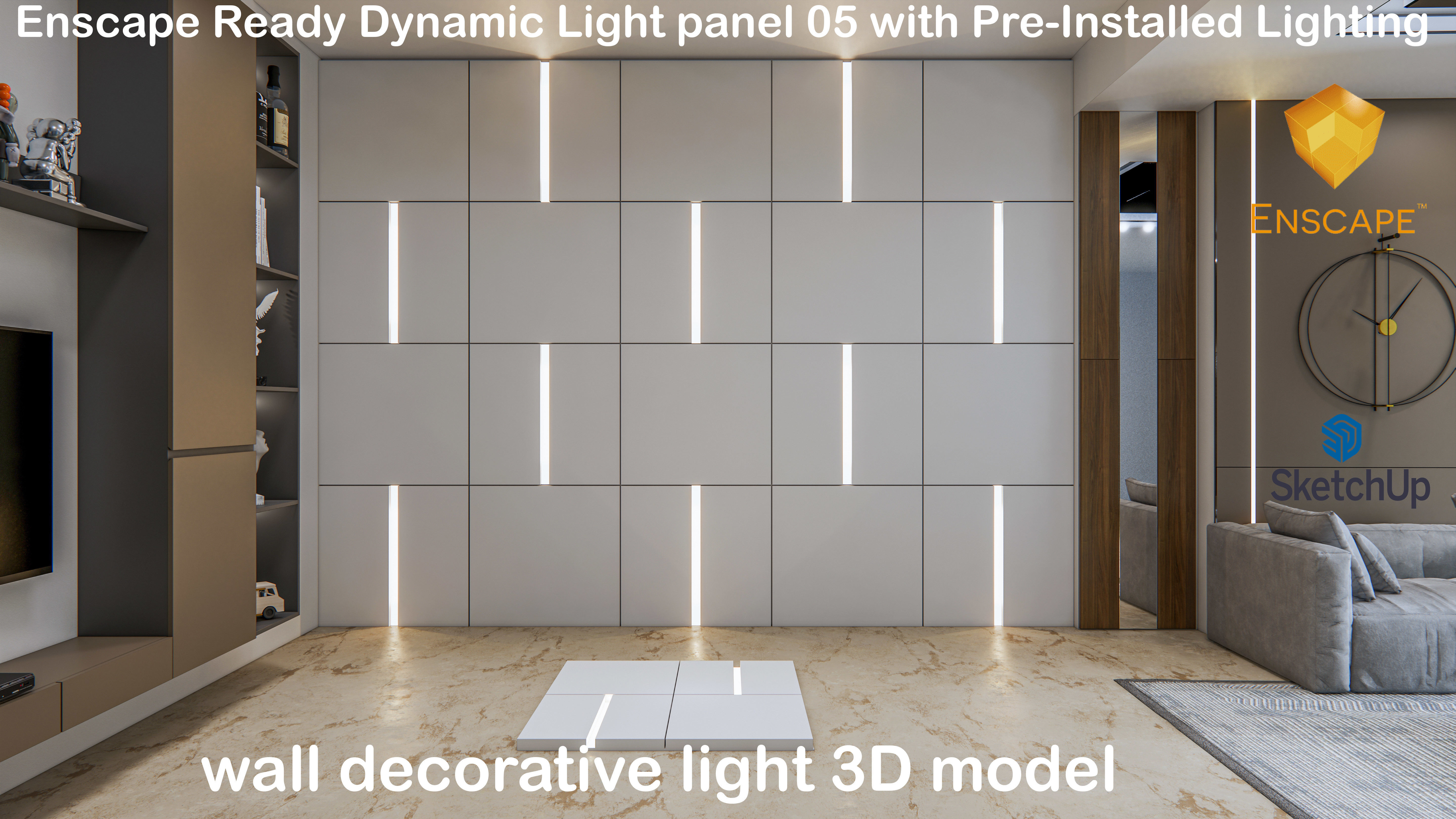 Wall decorative light 3d panel Free 3D model_7