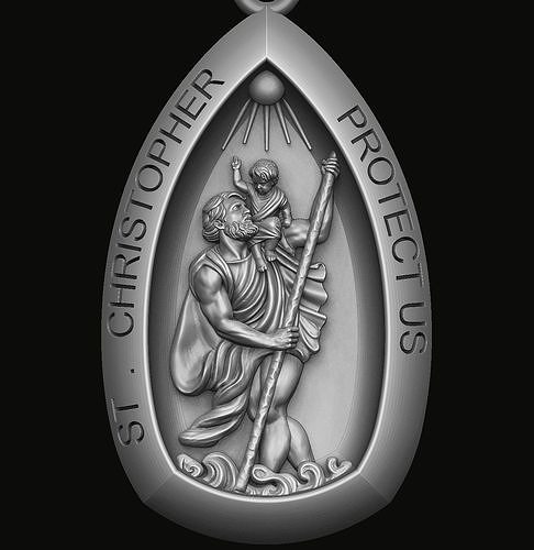 Saint Christopher Pendant 3D print model 3D print model