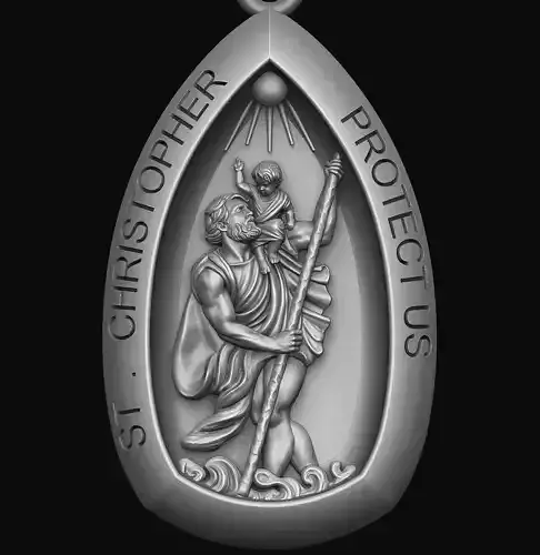 Saint Christopher Pendant 3D print model 3D print model