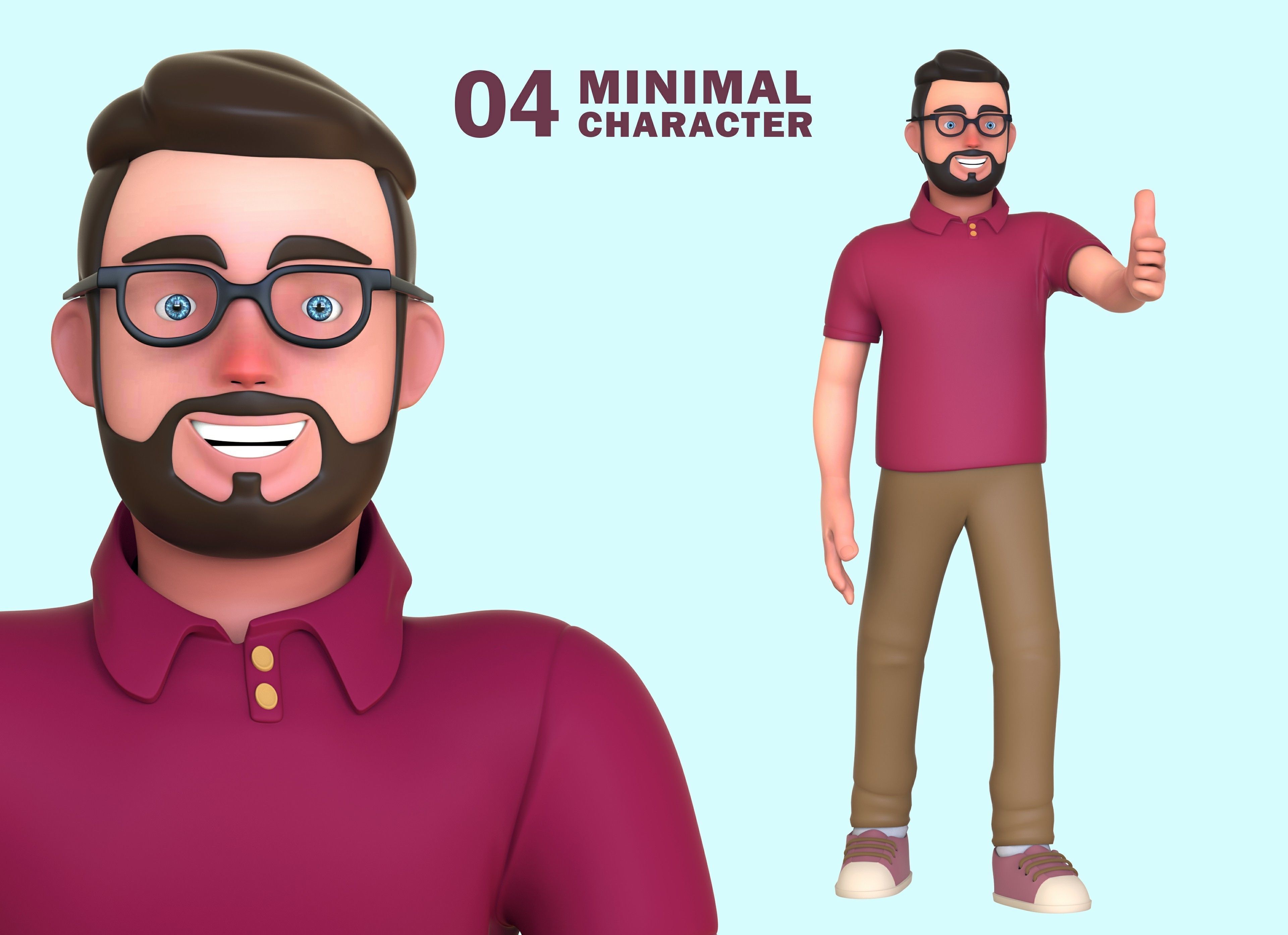 Minimal Man Character 04 Low-poly 3D model_54