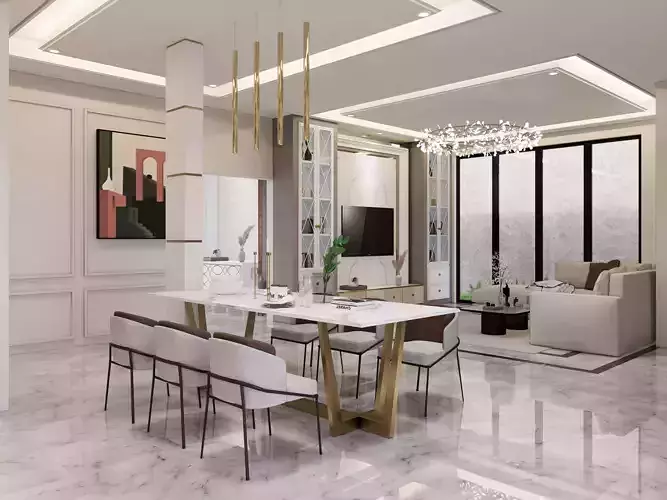 Living room  Kitchen set  and Foye 