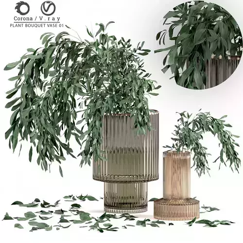 plant bouquet with vase 3D model