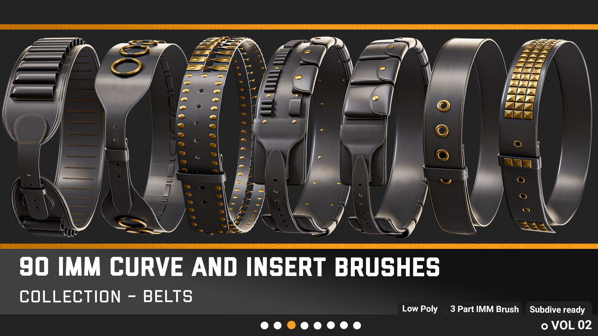90 Belts and accessories IMM Curve And Insert Brushs Low-poly 3D model_2