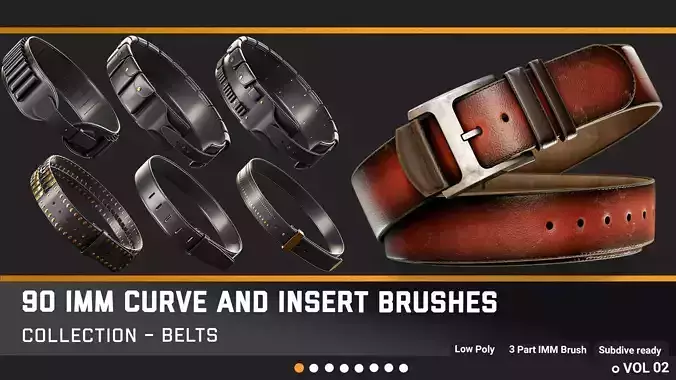90 Belts and accessories IMM Curve And Insert Brushs Low-poly 3D model