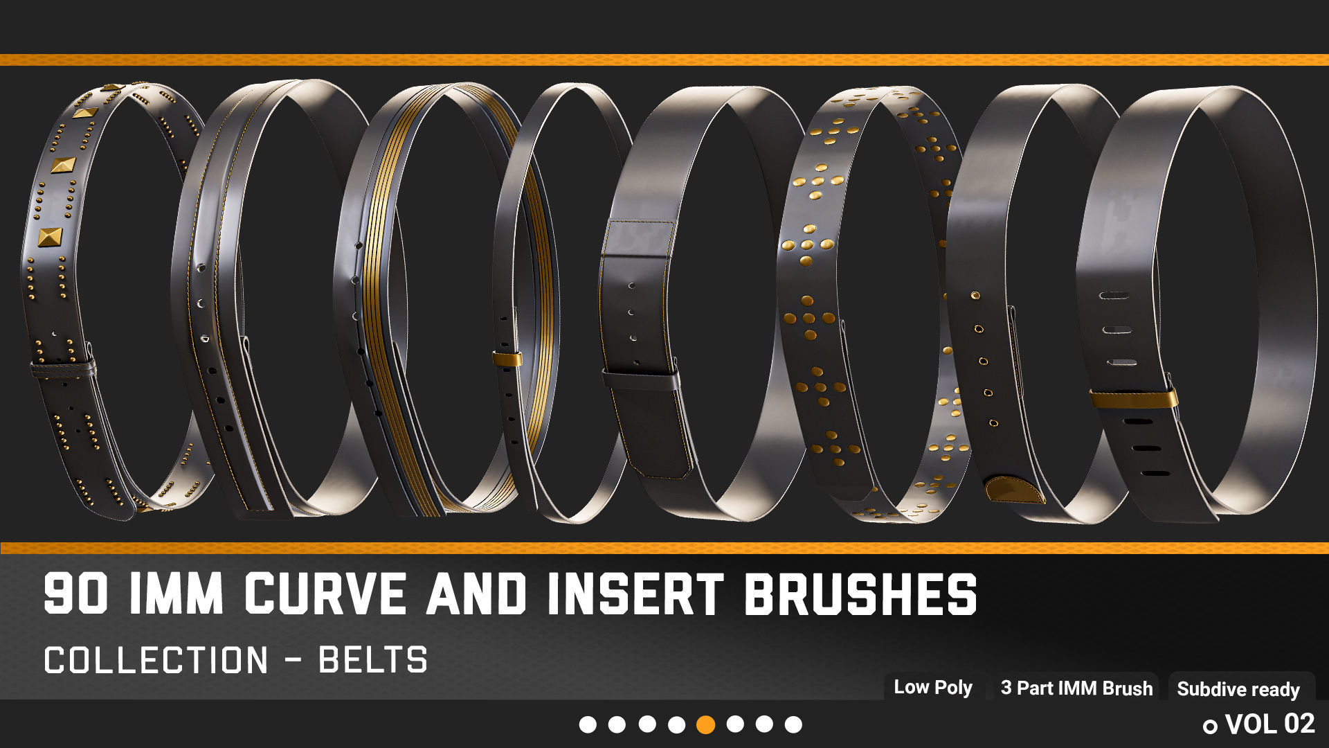 90 Belts and accessories IMM Curve And Insert Brushs Low-poly 3D model_4