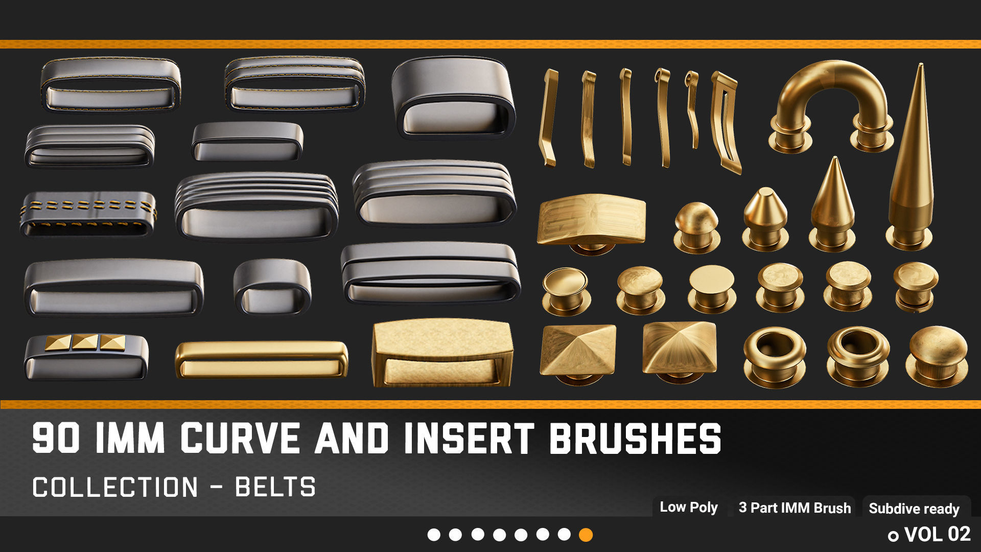 90 Belts and accessories IMM Curve And Insert Brushs Low-poly 3D model_7