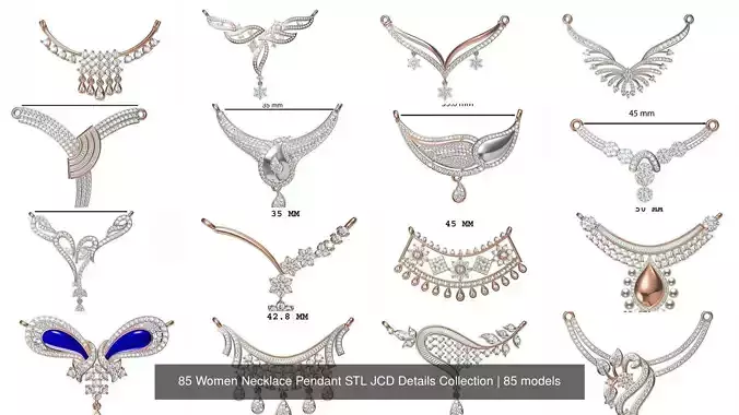 85 Women Necklace Pendant STL JCD Details Collection