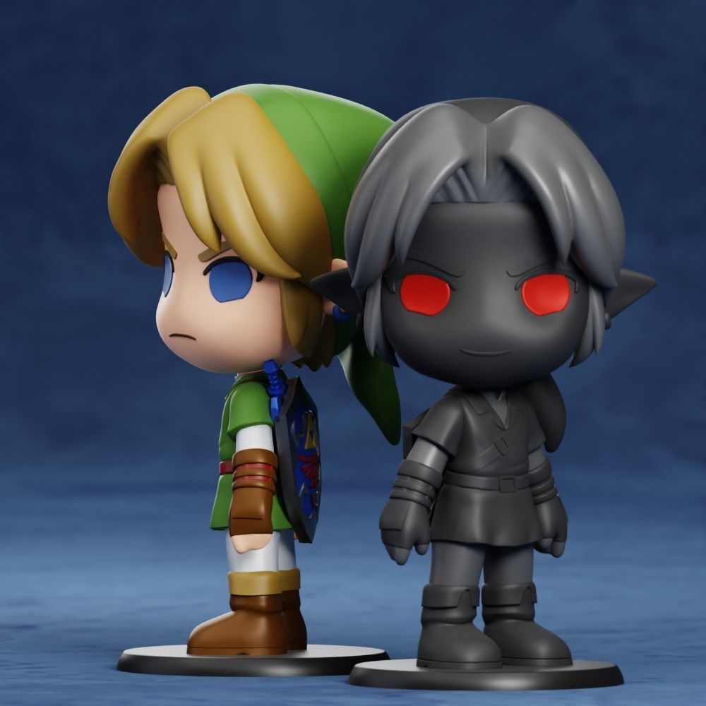 LINK CHIBI CUSTOMIZABLE NO SUPPORTS 2 BODIES 2 HEADS NENDOROID 3D print model_10