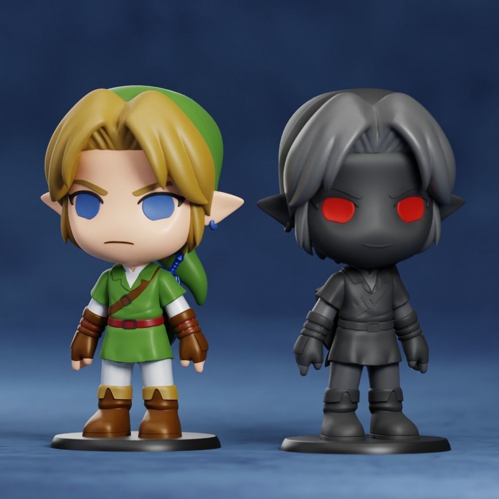 LINK CHIBI CUSTOMIZABLE NO SUPPORTS 2 BODIES 2 HEADS NENDOROID 3D print model_8