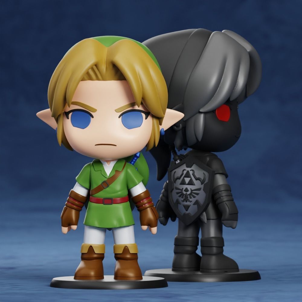 LINK CHIBI CUSTOMIZABLE NO SUPPORTS 2 BODIES 2 HEADS NENDOROID 3D print model_9