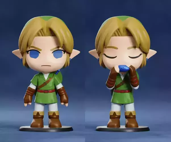 LINK CHIBI CUSTOMIZABLE NO SUPPORTS 2 BODIES 2 HEADS NENDOROID 3D print model