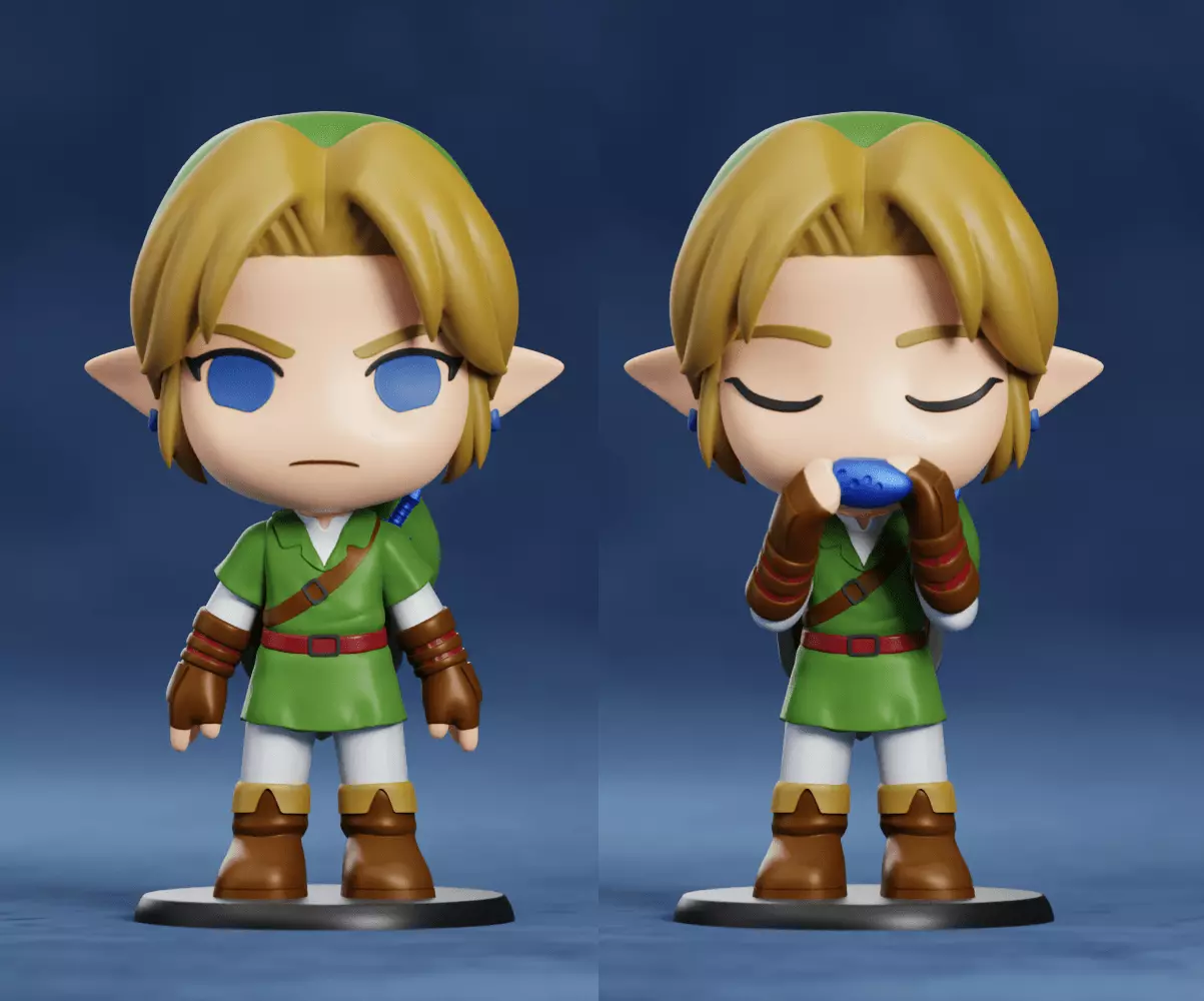 LINK CHIBI CUSTOMIZABLE NO SUPPORTS 2 BODIES 2 HEADS NENDOROID 3D print model_0