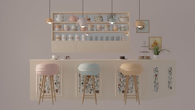 Teahouse Low-poly 3D model 4