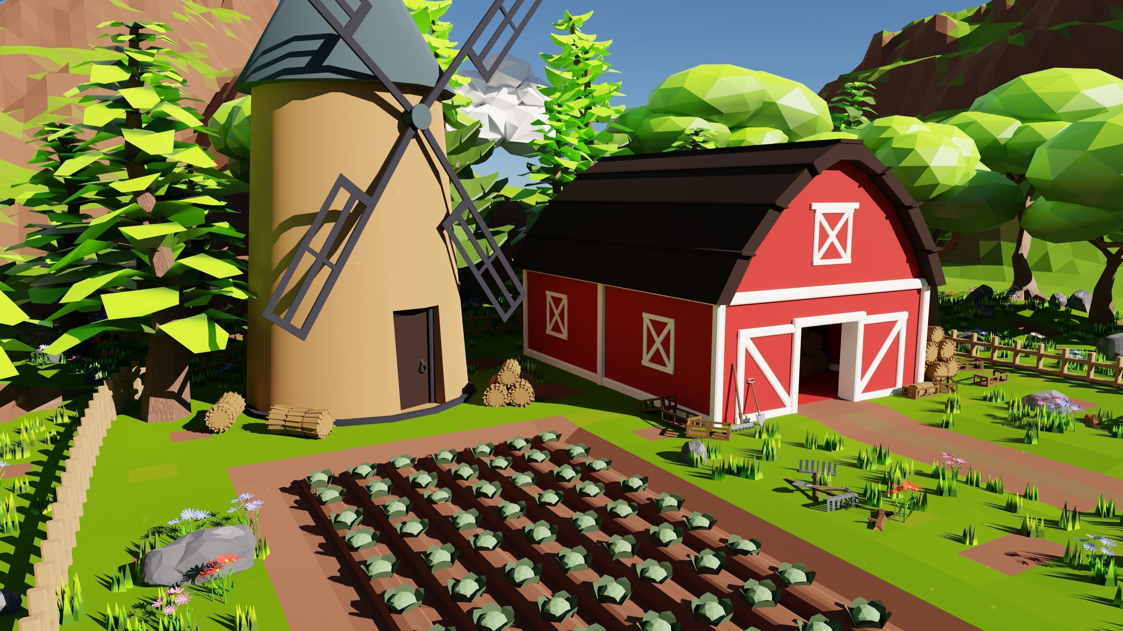 Farm Scene 3D model_2