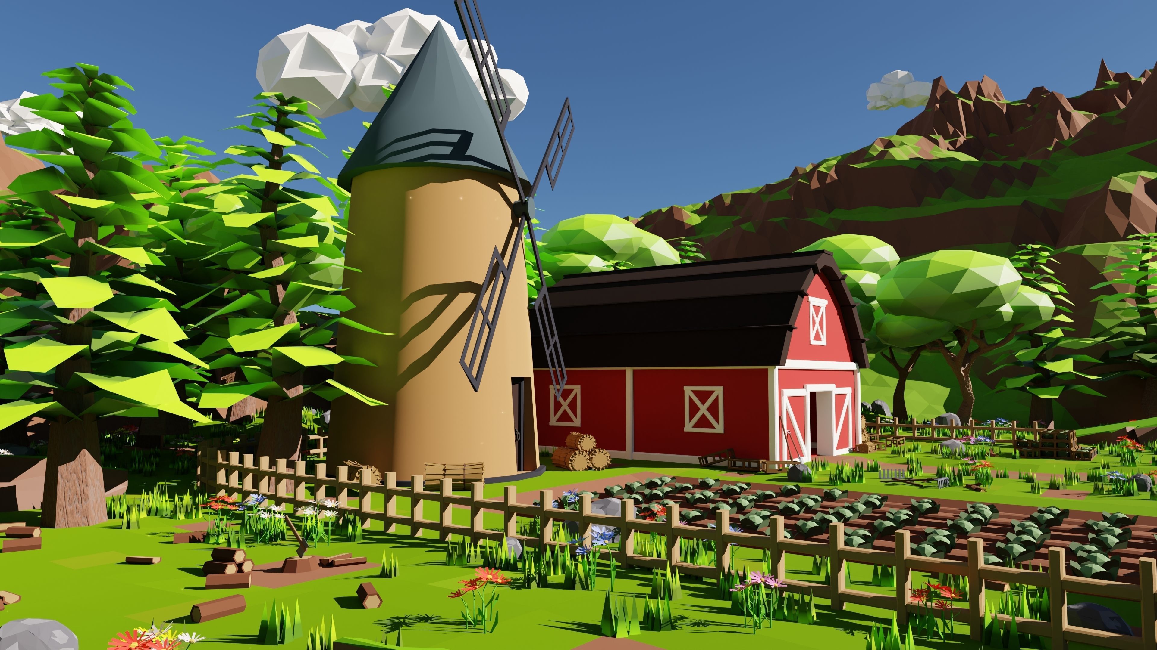 Farm Scene 3D model_10