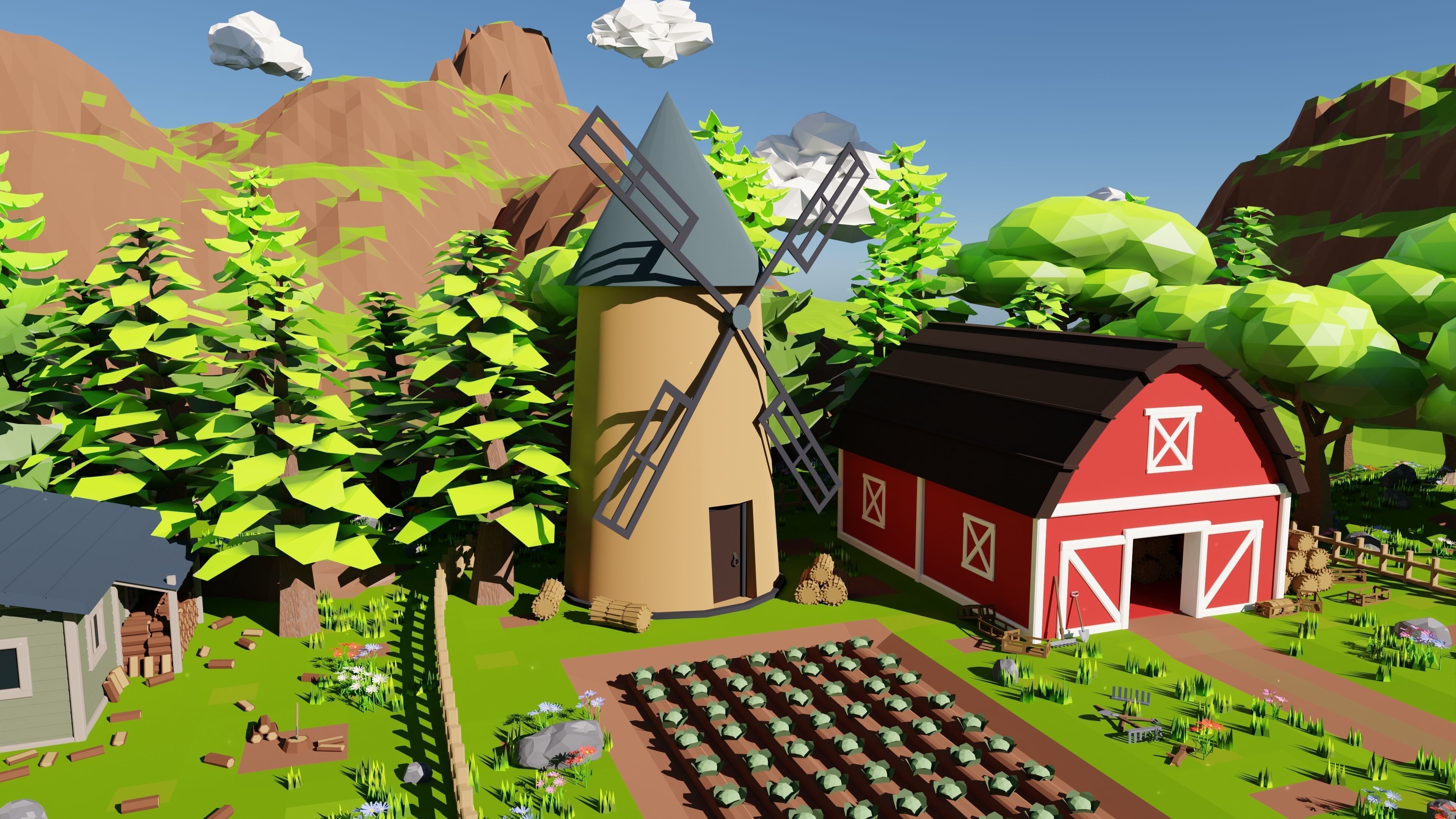 Farm Scene 3D model_7