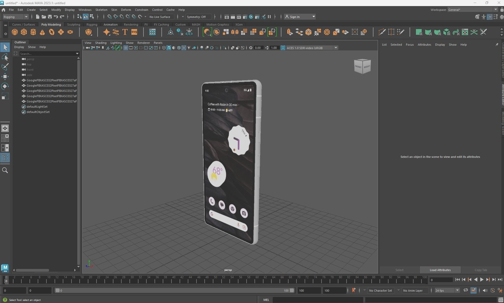 Google Pixel 7a Charcoal Low-poly 3D model_31
