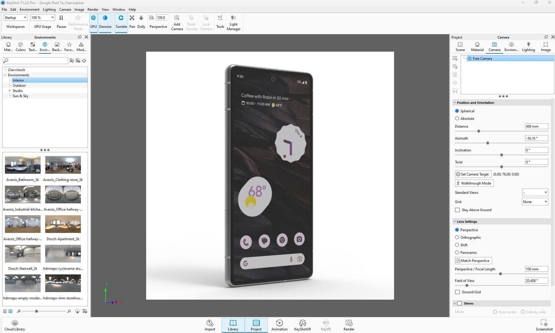 Google Pixel 7a Charcoal Low-poly 3D model_29