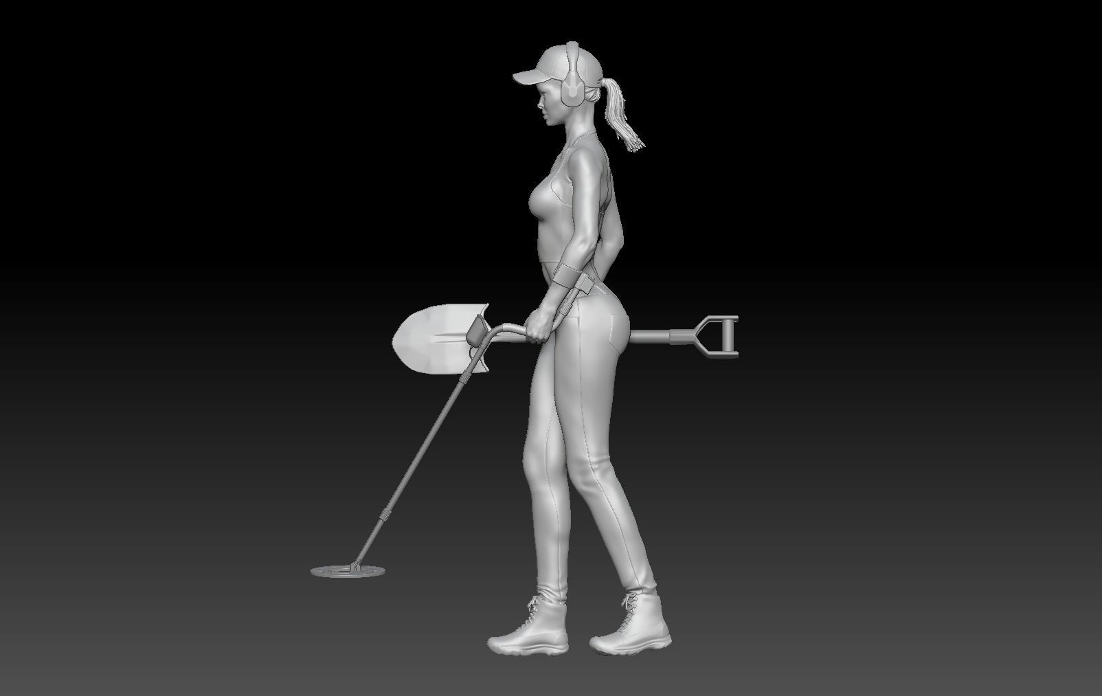 GIRL METAL DETECTOR 2 3D print model_2