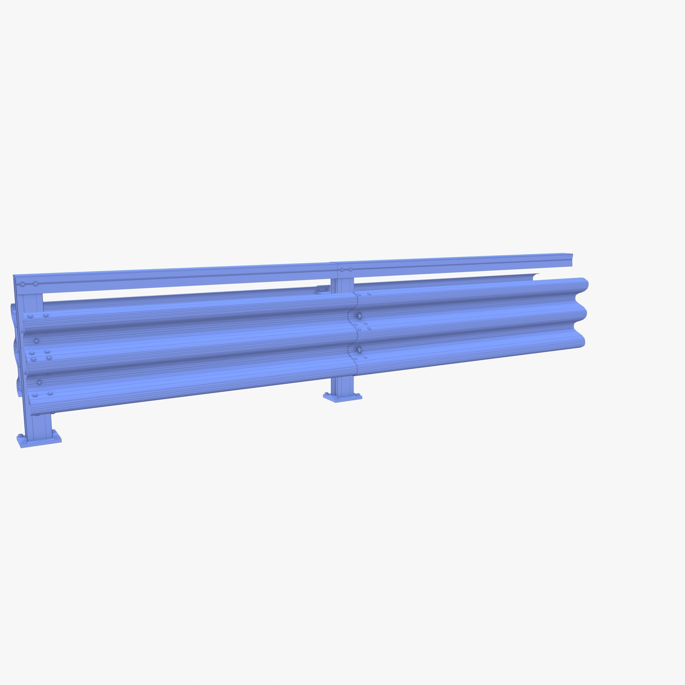 Tileable double sided traffic barrier guardrail V1 weathered Low-poly 3D model_18