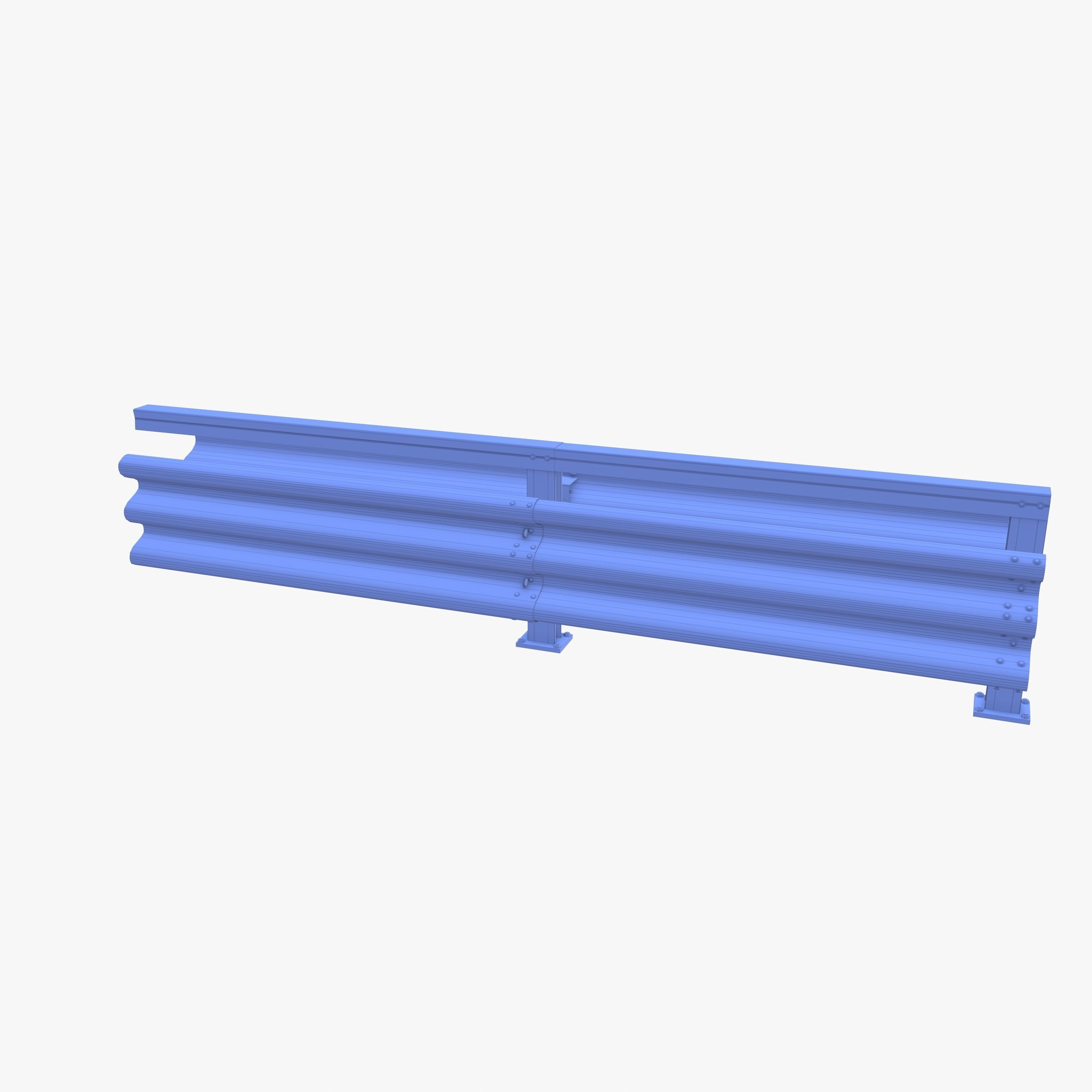 Tileable double sided traffic barrier guardrail V1 weathered Low-poly 3D model_20